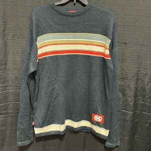Jumper men’s vintage grey striped sweater size L / Box 9 -9